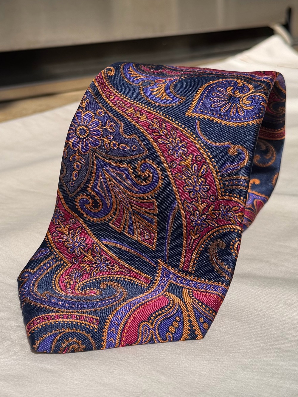 Lord R Colton Studio Tie Colorful Peacock Paisley Woven Silk Necktie  New 5 Ft